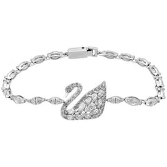 Swarovski Women's Bracelet - Swan Lake Rhodium Plated Clear Crystal | 5200942