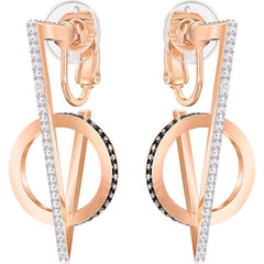 Swarovski Women's Clip Earrings - Hero Black & White Pave Rose Gold Crystal | 5374860