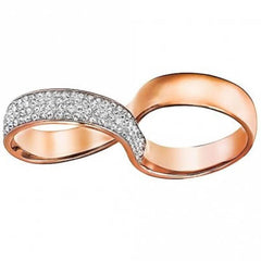 Swarovski Women's Double Ring - Exist Rose Gold Stainless Steel Infinity | 5221582