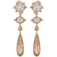 Swarovski Women's Drop Earrings - Olive 23K Yellow Gold Plated | 5485473