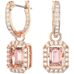 Swarovski Women's Earrings - Millenia Octagon Cut Pink Stone Rose Gold | 5649474