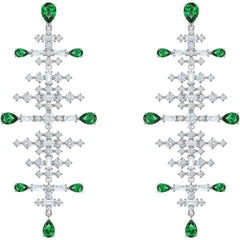 Swarovski Women's Earrings - Perfection Chandelier Green and Clear Stone | 5496837