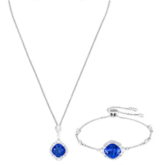 Swarovski Women's Jewelry Set - My Dearest Rhodium Plated Blue Crystal | 5409697