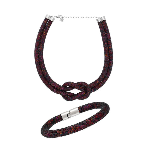 Swarovski Women's Knot Necklace Bracelet Set Stardust Crystal Nylon 5184476
