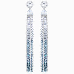 Swarovski Women's Long Length Clip Earrings - Ocean View Blue and White | 5457523