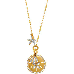 Swarovski Women's Necklace - Ocean 23K Yellow Gold Coin Shape Pendant | 5492274