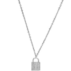Swarovski Women's Necklace - Rhodium Plated Silver Padlock Crystal Pendant | 5120620