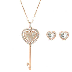 Swarovski Women's Necklace Set - Engaged Clear Crystal Stone & Pave Heart | 5281042
