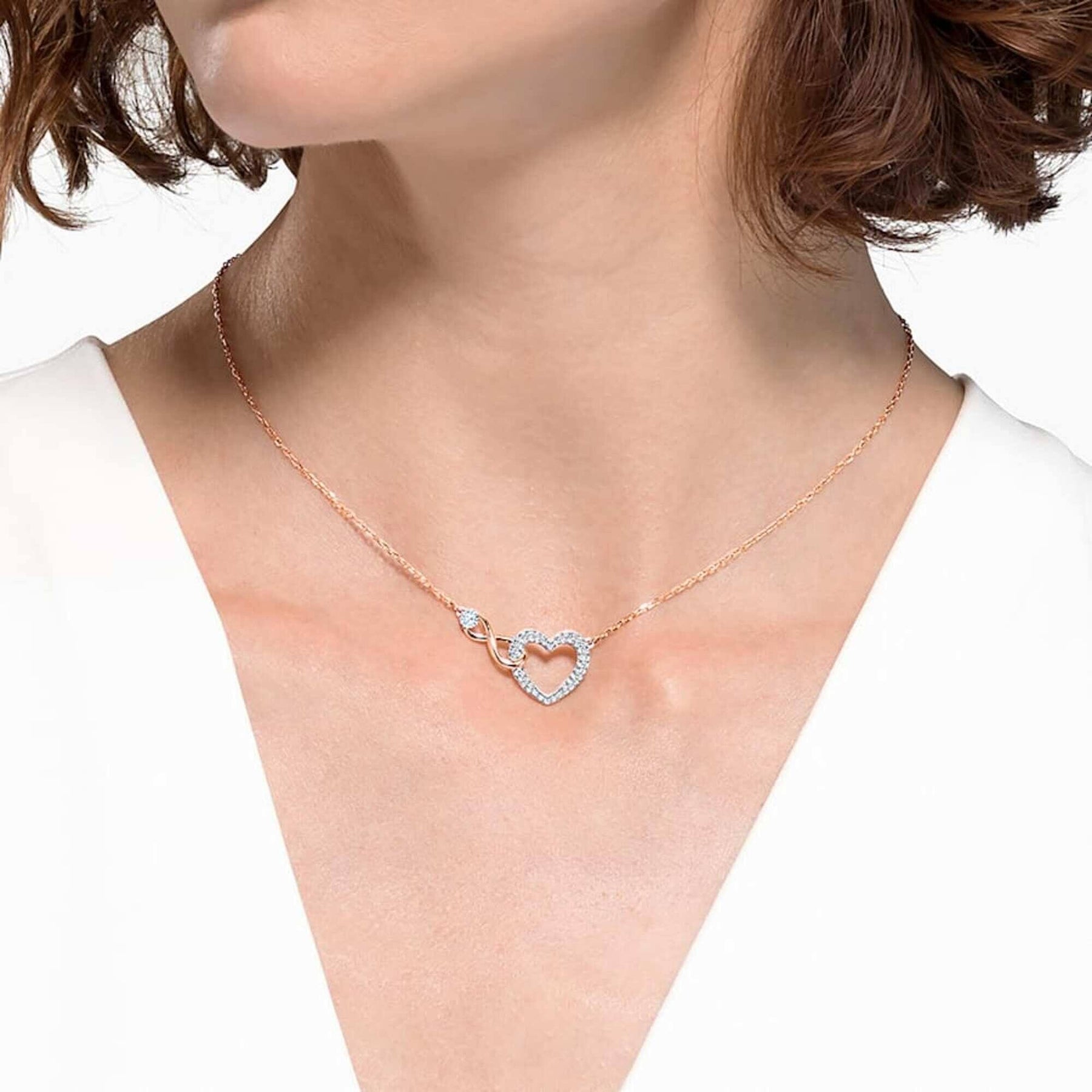 Swarovski Women's Necklace Set - Swarovski Infinity Heart Rose