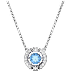 Swarovski Women's Necklace - Sparkling Dance Rhodium Plated Round Blue Stone | 5279425