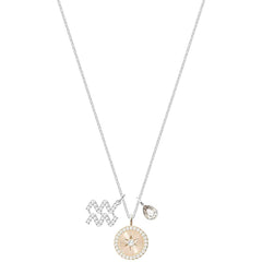 Swarovski Women's Pendant Necklace - Zodiac Aquarius Sign Rhodium Plated | 5349213