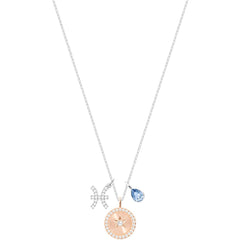 Swarovski Women's Pendant Necklace - Zodiac Pisces Sign Rhodium Plated | 5349219