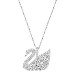 Swarovski Women's Pendant - Swan Lake Design Rhodium Plated Crystal Pave | 5169080