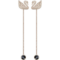 Swarovski Women's Pierced Earrings - Iconic Swan Rose Gold Tone Crystal | 5373164