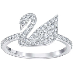 Swarovski Women's Ring - Iconic Swan Clear Crystal Silver Tone, Size 55 | 5215040