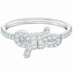 Swarovski Women's Ring - Lifelong Bow Rhodium Plated White Crystal, Size 55 | 5457269