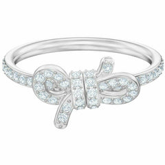 Swarovski Women's Ring - Lifelong Bow Rhodium Plated White Crystal, Size 58 | 5474935