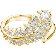 Swarovski Women's Ring - Nice Gold Tone Plated White Crystal Motif, Size 6.75 | 5515384