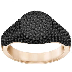 Swarovski Women's Ring - Stone Signet Black Crystal Rose Gold Tone, Size 6.75 | 5406222