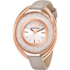 Swarovski Women's Strap Watch - Crystalline Oval Grey Leather Swiss | 5158544