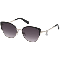 Swarovski Women's Sunglasses - Matte Black and Silver Cat Eye Frame | SK0318 02B