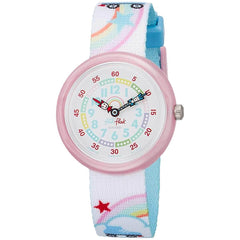 Swatch Girls Fabric Strap Watch - Flik Flak Roller Disco White Dial | FBNP102