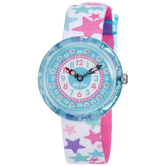 Swatch Girls Fabric Strap Watch - Flik Flak Tahtila Blue & White Dial | FBNP081