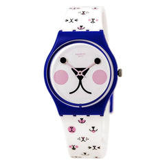 Swatch GN241 Unisex My Pet & Me Cattitude White Dial Silicone Strap Watch