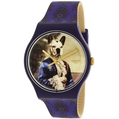 Swatch Men's Watch - Sir Dog Swiss Quartz Plastic Case Blue Silicone Strap | SUON120
