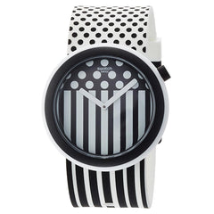 Swatch PNW101 Unisex New POP Popdancing Black & White Dial Silicone Strap Watch