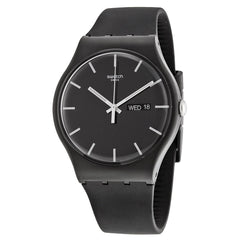 Swatch SUOB720 Men's Mono Black Swiss Black Dial Black Silicone Strap Watch