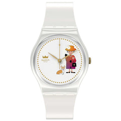 Swatch Unisex Quartz Watch - Jubilee How Majestic White Silicone Strap | GZ711