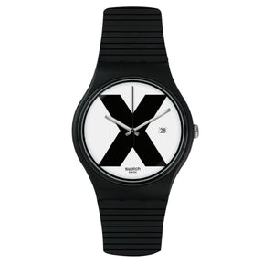 Swatch Unisex Quartz Watch - The X-Vibe XX-Rated Black Silicone Strap