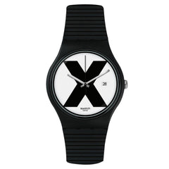 Swatch Unisex Quartz Watch - The X-Vibe XX-Rated Black Silicone Strap | SUOB402