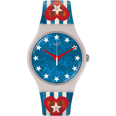 Swatch Unisex Watch - Anavah Swiss Quartz Blue Dial Silicone Rubber Strap | SUOT101