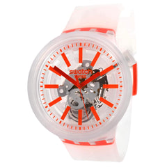 Swatch Unisex Watch - Big Bold Orangeinjelly Silicone Strap Skeleton Dial | SO27E102