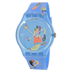 Swatch Unisex Watch - Centre Pompidou Blue Sky Blue Plastic Case Strap | SUOZ342