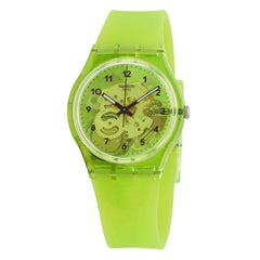 Swatch Unisex Watch - Lemon Flavour Quartz Translucent Green Dial Rubber Strap | GG227