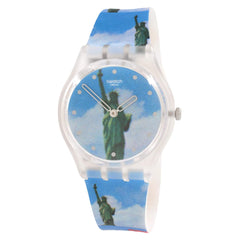 Swatch Unisex Watch - Moma New York By Tadanori Yokoo Blue Silicone Strap | GZ351