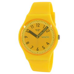Swatch Unisex Watch - Pride Proudly Yellow Day-Date Silicone Strap Quartz | SO29J702