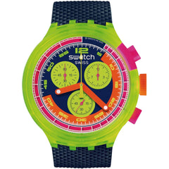 Swatch Unisex Watch - Swatch Neon To The Max Chronograph Bio Sourced Strap | SB06J100