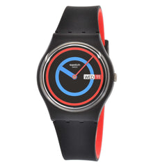 Swatch Unisex Watch - The January Circling Black Date Display Rubber Strap | SO28B706