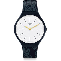 Swatch Women's Strap Watch - New Skin Skinwall Swiss Quartz White Dial Blue | SVON102