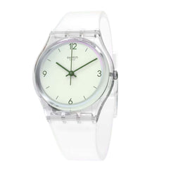Swatch Women's Watch - Monthly Drops Swan Lake White Dial Silicone Strap | GE294