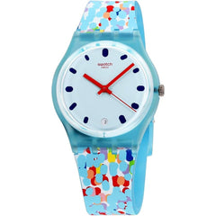 Swatch Women's Watch - Prikket Quartz Blue Dial Silicone Rubber Strap Date | GS401