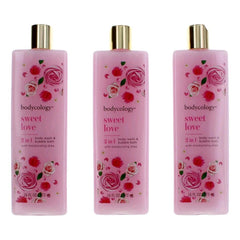 Sweet Love by Bodycology, 3 Pack 16 oz 2 in 1 Body Wash & Bubble Bath for Women