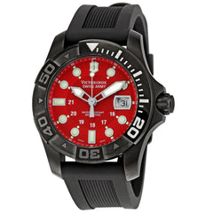 Swiss Army 241427 Men's Dive Master Red Dial Gunmetal Tone Steel Black Rubber Strap Watch