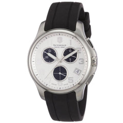 Swiss Army 241454 Men's Officers Silver Dial Black Rubber Strap Chronograph Watch