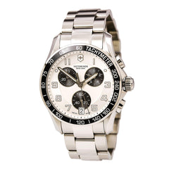 Swiss Army 241495 Men's Chrono Classic Black Bezel Silver Dial Steel Bracelet Watch