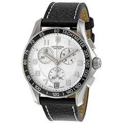 Swiss Army 241496 Men's Chrono Classic Silver Dial Black Leather Strap Watch